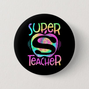 Chapa Redonda De 5 Cm El profesor vuelve a la escuela Apple Tie Dye Funn