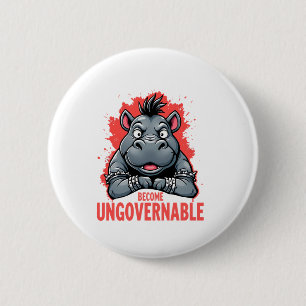 Chapa Redonda De 5 Cm El Punk Rojo Moo Deng Grunge Pygmy Hippo se vuelve