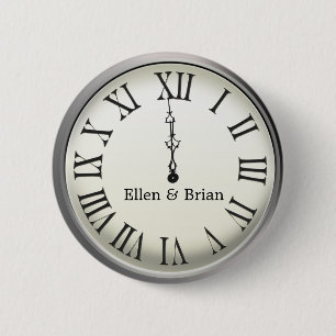 Chapa Redonda De 5 Cm El reloj pega Noche Vieja de medianoche