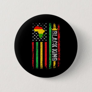 Chapa Redonda De 5 Cm El Rey Negro Melanin Bandera Africano-Estadouniden