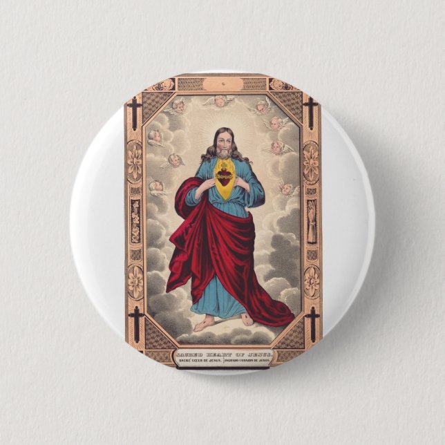 Chapa Redonda De 5 Cm El Sagrado Corazón de Jesús (Anverso)