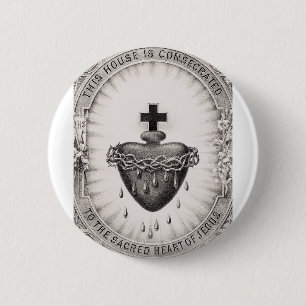 Chapa Redonda De 5 Cm El Sagrado Corazón de Jesús Símbolo de lo Divino