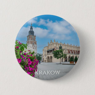 Chapa Redonda De 5 Cm El salón de ropa en la plaza principal de Cracovia