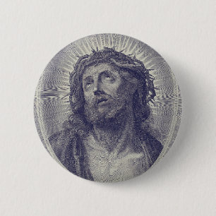 Chapa Redonda De 5 Cm El Santo Rostro De Jesús Con Corona De Espinas Art