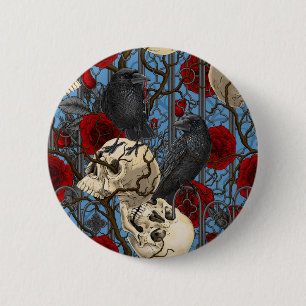 Chapa Redonda De 5 Cm El secreto de Raven. Ilustracion gótico oscuro y m