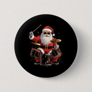 Chapa Redonda De 5 Cm El tambor Santa Jugando tambores Funny Navidades D