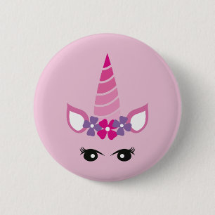 Chapa Redonda De 5 Cm El Unicornio Rosa