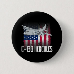 Chapa Redonda De 5 Cm El Veterano Salado C-130 Hércules La Bandera Ameri