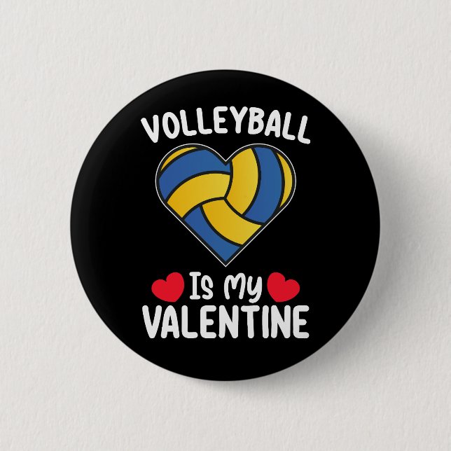 Chapa Redonda De 5 Cm El voleibol es mi deporte de San Valentín (Anverso)