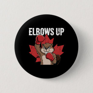 Chapa Redonda De 5 Cm Elbows Up Beaver Boxing Orgulloso Canadiense Fuert