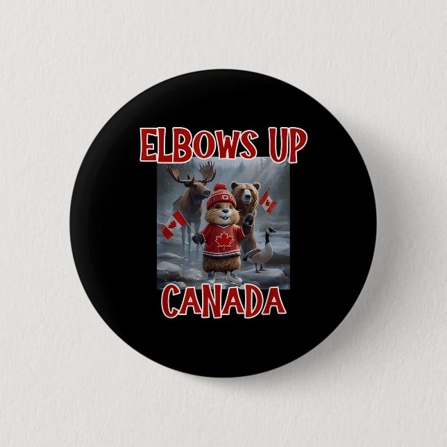 Chapa Redonda De 5 Cm Elbows Up Canada Est 1867 Orgulloso Ca canadiense  (Anverso)