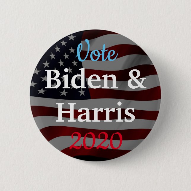 Chapa Redonda De 5 Cm Elección 2020 de Vote Biden y Harris American Flag (Anverso)