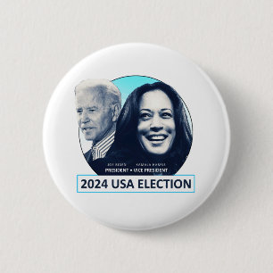 Chapa Redonda De 5 Cm ELECCIÓN 2024 EE.UU. de Joe Biden y Kamala Harris