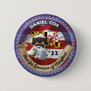 Chapa Redonda De 5 Cm Elección de Daniel Cox para gobernador de Marylan