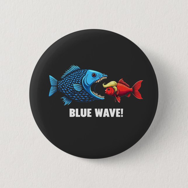 Chapa Redonda De 5 Cm Elección de peces Blue Wave Kamala Harris Walz (Anverso)