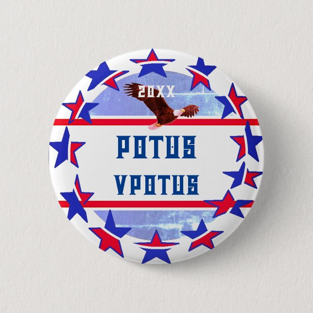 Chapa Redonda De 5 Cm Elección Personalizable - Potus / Vice Potus (Anverso)