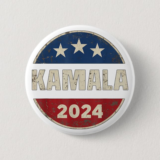 Chapa Redonda De 5 Cm Elecciones presidenciales de 2024: Retro Kamala-Ha (Anverso)