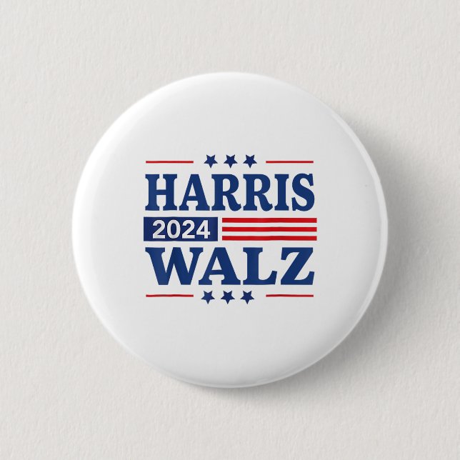 Chapa Redonda De 5 Cm Elecciones Waltz-2024 Kamala Harris Tim Waltz-24 (Anverso)