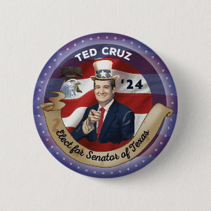 Chapa Redonda De 5 Cm Electo a Ted Cruz para Senador de Texas