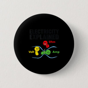 Chapa Redonda De 5 Cm Electricidad Explicada Divertida Humor Geek Física