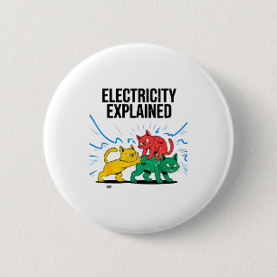 Chapa Redonda De 5 Cm Electricidad Explicada Gato Divertido Física Humor
