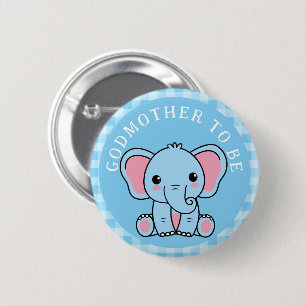 Chapa Redonda De 5 Cm Elefante Azul Madrina para ser Baby Shower