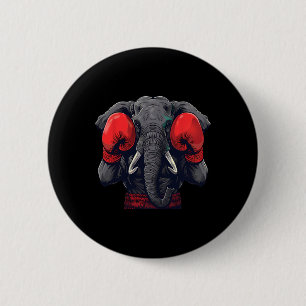Chapa Redonda De 5 Cm Elefante Boxeador Con Guantes De Boxeo Kickboxing 