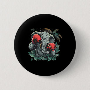 Chapa Redonda De 5 Cm Elefante Boxeador Con Guantes De Boxeo Kickboxing 
