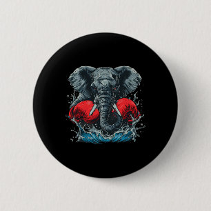 Chapa Redonda De 5 Cm Elefante Boxeando Con Guantes De Boxeo Kickboxing