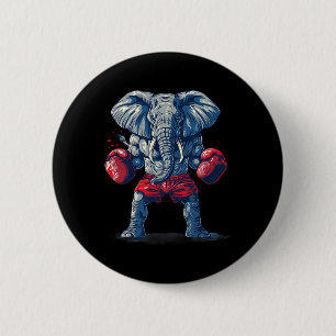 Chapa Redonda De 5 Cm Elefante boxeando con guantes de boxeo Kickboxing 