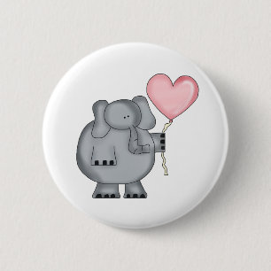 Chapa Redonda De 5 Cm Elefante con el globo del corazón