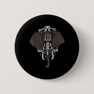Chapa Redonda De 5 Cm Elefante con pintura de guerra
