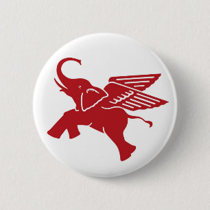 Chapa Redonda De 5 Cm Elefante de alas rojas