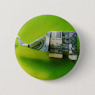 Chapa Redonda De 5 Cm Elefante del origami de la factura del dólar sobre