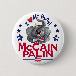 Chapa Redonda De 5 Cm Elefante del republicano de McCain Palin