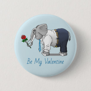Chapa Redonda De 5 Cm Elefante enamorado día de San Valentín