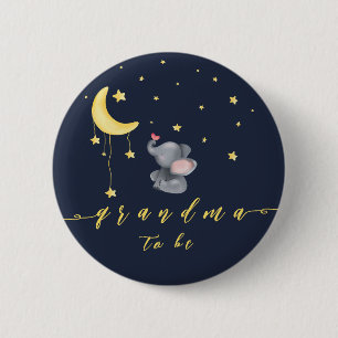 Chapa Redonda De 5 Cm Elefante lindo con la futura abuela de la mariposa