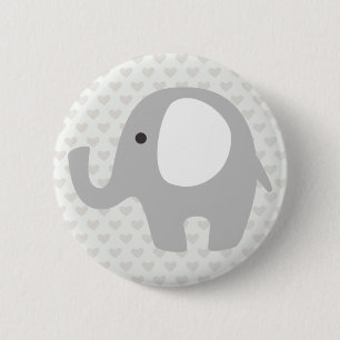 Chapa Redonda De 5 Cm Elefante magnífico del bebé en gris neutral