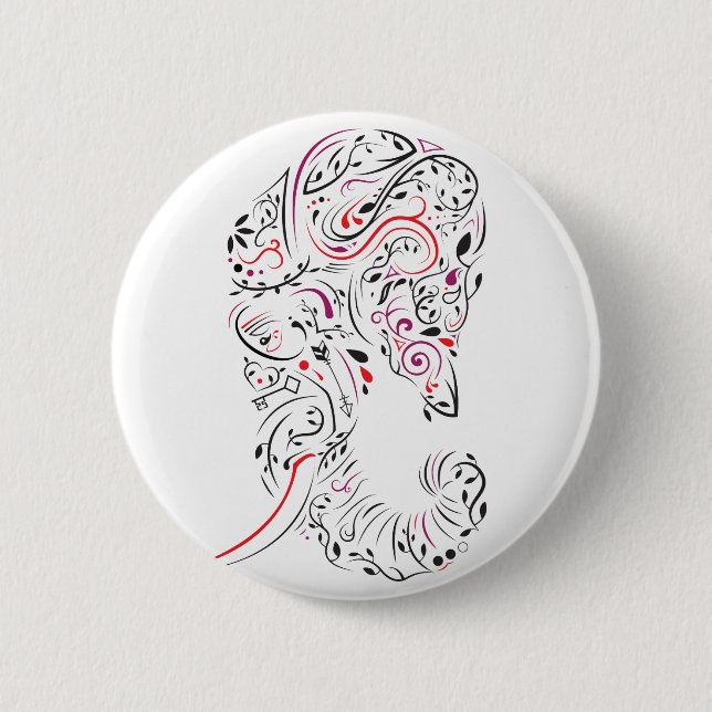 Chapa Redonda De 5 Cm elefante ornamental (Anverso)