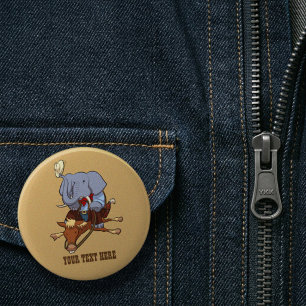 Chapa Redonda De 5 Cm Elefante Payaso Vaquero Torpe Dibujo Animado de Ji