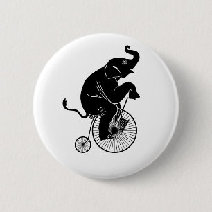 Chapa Redonda De 5 Cm Elefante que monta una bici