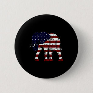 Chapa Redonda De 5 Cm Elefante Republicano Bandera Americana Desgastada