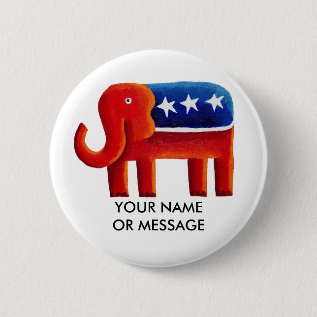 Chapa Redonda De 5 Cm Elefante Republicano con nombre o mensaje personal (Anverso)