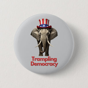Chapa Redonda De 5 Cm Elefante republicano Fiesta trampar la democracia