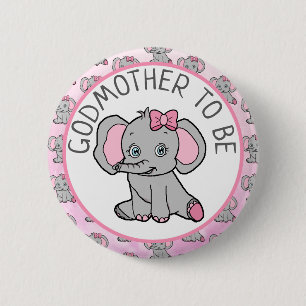 Chapa Redonda De 5 Cm Elefante rosa Gran Madrina para ser Baby Shower