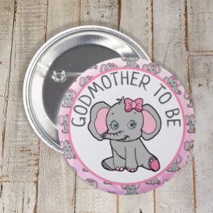 Chapa Redonda De 5 Cm Elefante Rosa Madrina Para Ser Baby Shower