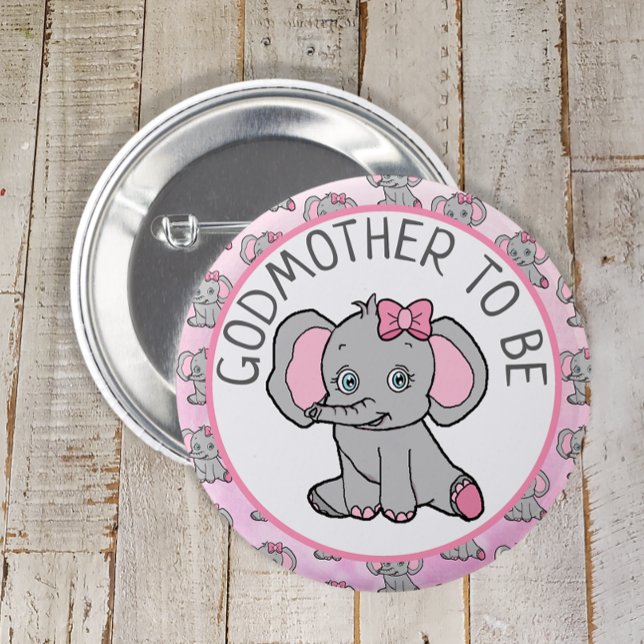 Chapa Redonda De 5 Cm Elefante Rosa Madrina Para Ser Baby Shower (Subido por el creador)