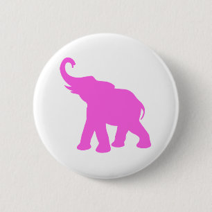 Chapa Redonda De 5 Cm Elefante rosado