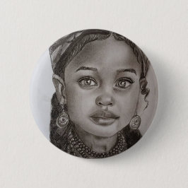 Chapa Redonda De 5 Cm Elegant Charcoal & Pencil Girl Portrait Illustrati