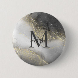 Chapa Redonda De 5 Cm Elegant Silver and Gold Name